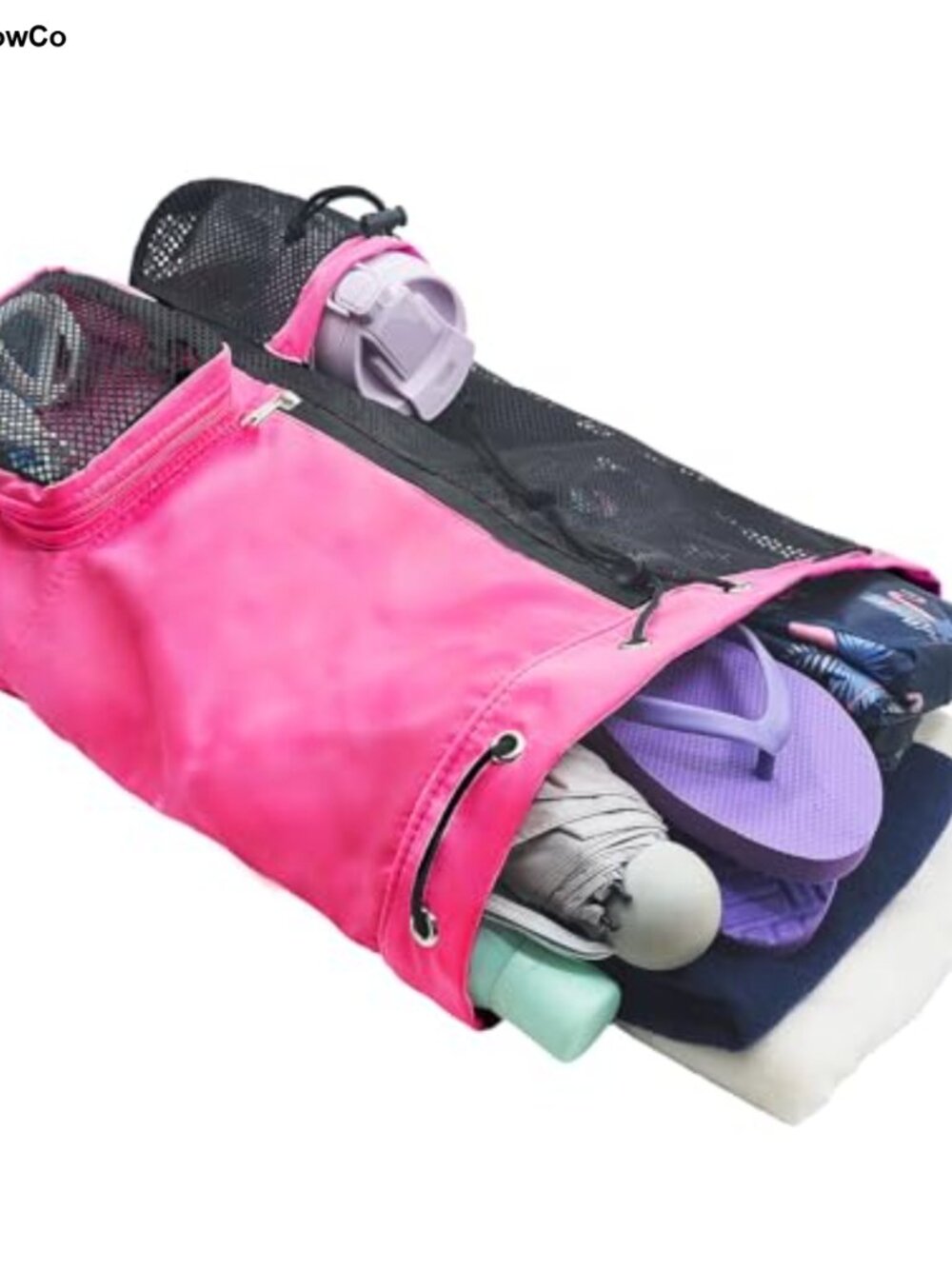 Drawstring Mesh Backpack with Wet Pocket, Waterproof Nylon Polyester Gym Pool - Picture 4 of 5
